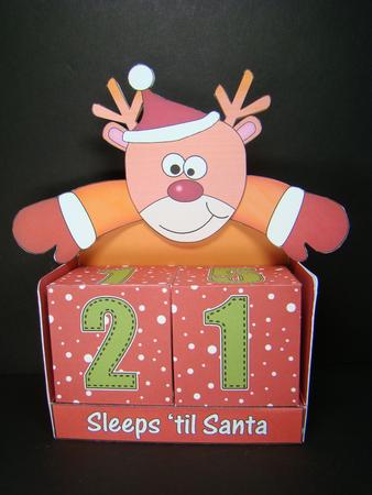 3D Rudolph Sleeps 'til Santa Countdown Cube Set 3D Decoupage by Beverly Carmichael