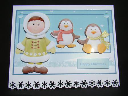 Eskimo Boy and Peguin Friends Card by Beverly Carmichael