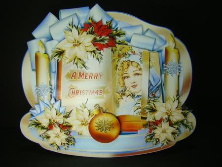 Christmas Gift Book with Winter Decoration and Poinsettias by Beverly Carmichael