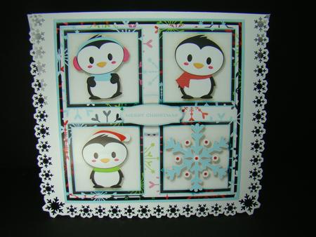 7.5 x 7.5 Card Topper Penguin by Beverly Carmichael