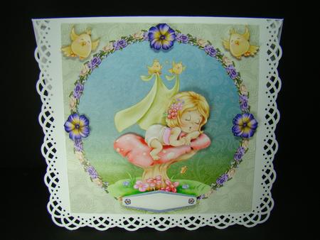 7.5 x 7.5 Card Topper Sleepy Baby by Beverly Carmichael