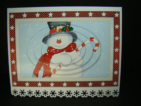 Christmas Snowman with Candycane Oval Pyramid by Beverly Carmichael