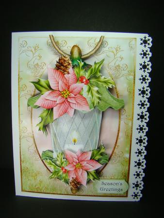 Beautiful Christmas Lantern - Pink Poinsettas by Beverly Carmichael