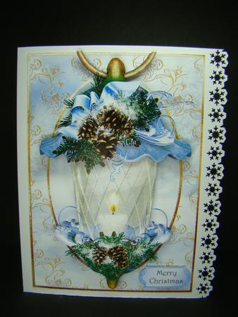 Beautiful Christmas Lantern - Snowy Pinecones by Beverly Carmichael
