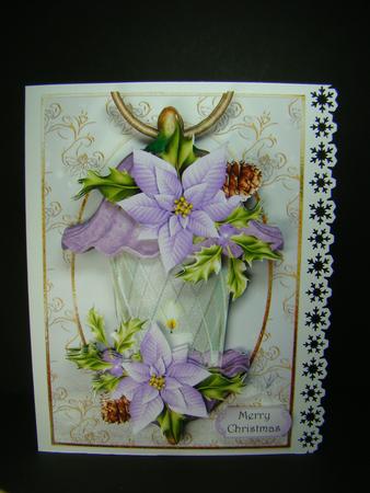 Beautiful Christmas Lantern - Purple Poinsettias by Beverly Carmichael