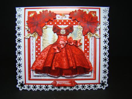 The Beautiful Red Christmas Dress Card Front by Beverly Carmichael