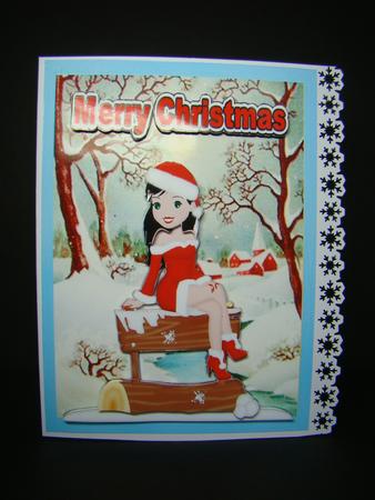 Happy Christmas! Sexy Lady in Santasuit in the Snow by Beverly Carmichael