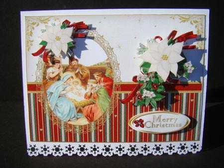 Christmas Nativity Cranberry and Ivory by Beverly Carmichael