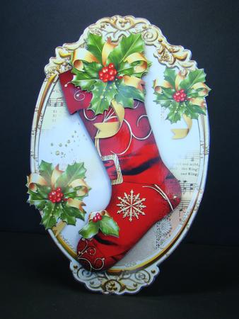 Christmas Red Stocking with Holly Berry by Beverly Carmichael