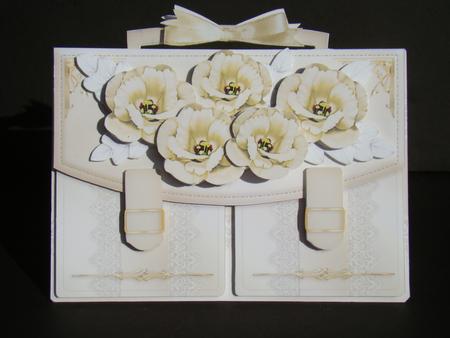 Satchel Handbag Tent Card Mini-kit - Ivory Satin & Lace by Beverly Carmichael