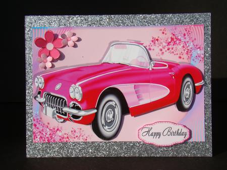 Beautiful 50's Hot Pink Car by Beverly Carmichael