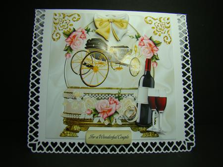 Gold Wedding Carriage, Pink/gold Roses in Glass Dome 8x8 by Beverly Carmichael