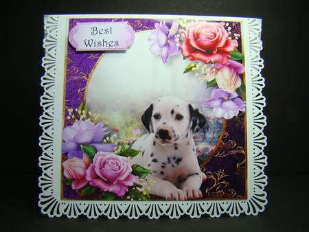 Dalmation Puppy & Beautiful Roses 8x8 by Beverly Carmichael