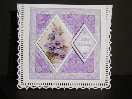 Pansies Happy Birthday 7in Double Diamond Topper by Beverly Carmichael