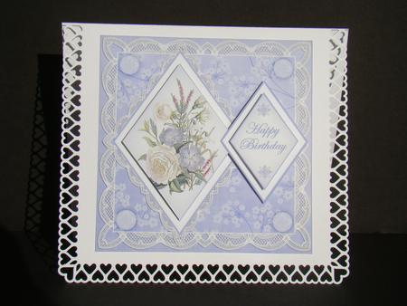 Blue Bouquet Happy Birthday 7in Double Diamond Topper by Beverly Carmichael