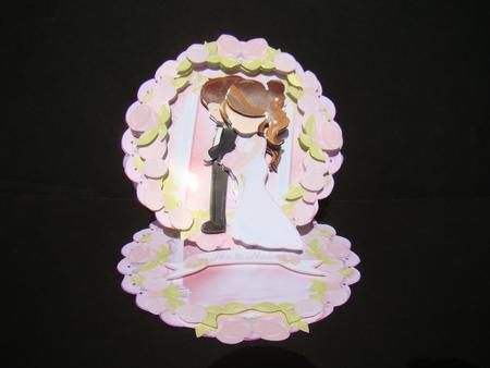 The Wedding Vows Scalloped Round Easel Card by Beverly Carmichael