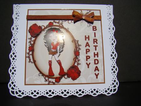 Modern Girl Large Birthday Card Front by Beverly Carmichael
