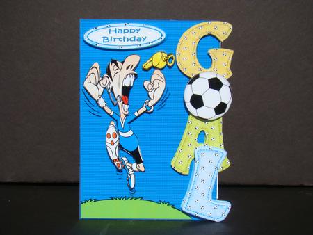 Over the Edge Football Birthday Goal Blue by Beverly Carmichael