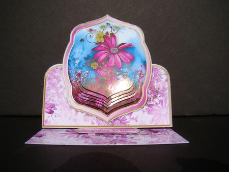 Purple Daisies Pyramid Easel Card Mini Kit by Beverly Carmichael