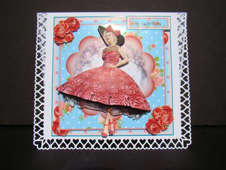 The Cerise Dress Card Front Kit by Beverly Carmichael