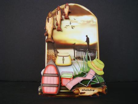 Mini Kit Globe Gone Fishing 2 Male Card by Beverly Carmichael