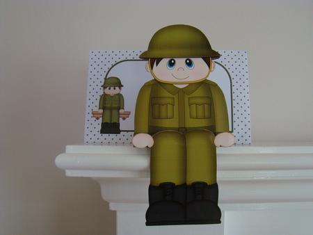 3D on the Shelf Card Kit - Ww2 Army Man Ron by Beverly Carmichael
