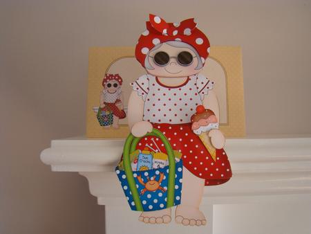 3D on the Shelf Card Kit - on the Beach Old Lady Mabel by Beverly Carmichael