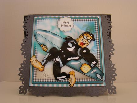Surfer Dude Card Front Kit by Beverly Carmichael