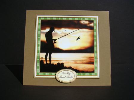Birthday Male Gone Fishing Decoupage Topper by Beverly Carmichael