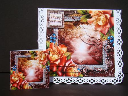 Cardtopper with Inlet Orange Roses 324 by Beverly Carmichael