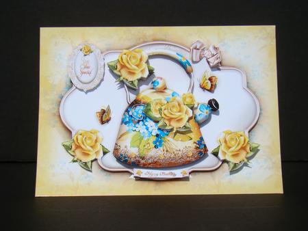 Yellow Flowers Teapot with Roses by Beverly Carmichael