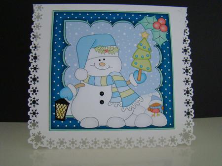 8x8 Christmas Snowman Oli's Tree Mini Kit 3D Decoupage by Beverly Carmichael