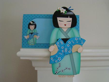 3D on the Shelf Card Kit - Japenese Kokeshi Doll Chika by Beverly Carmichael