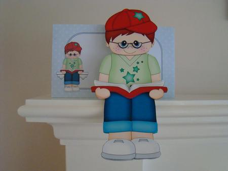 3D on the Shelf Card Kit - Little Book Reading Boy Noah by Beverly Carmichael