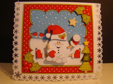 8x8 Christmas Skating Snowball Sam Mini Kit 3D Decoupage by Beverly Carmichael