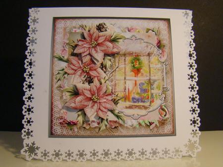 Chistmas Window 7x7 Card with Decoupage by Beverly Carmichael
