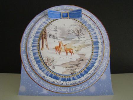 Snow Deer Happy Christmas 8in Round Ruffle Mini Card Kit by Beverly Carmichael