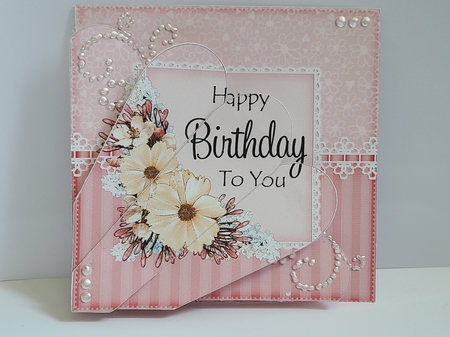 A Touch of Elegance Flowers, Pearls and Lace Fan Pyramage Topper by Beverly Johnston