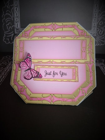 3D Easel Card Mini Kit - Butterfly & Flowers on Octagonal Gold Frame by Beverly Johnston