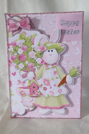 Easter Bunny Girl 2 Scalloped Edge Envelope Card by Beverly Johnston