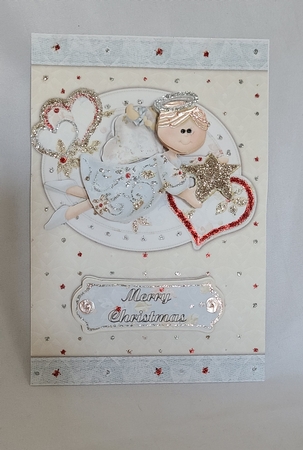 Heavenly Angel Card Front with Decoupage by Beverly Johnston