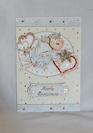 Heavenly Angel Card Front with Decoupage by Beverly Johnston