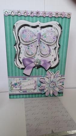 Framed Butterfly Card Front with Decoupage by Beverly Johnston