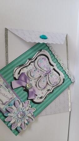 Framed Butterfly Card Front with Decoupage by Beverly Johnston