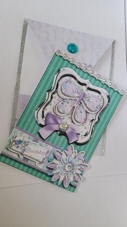 Framed Butterfly Card Front with Decoupage by Beverly Johnston