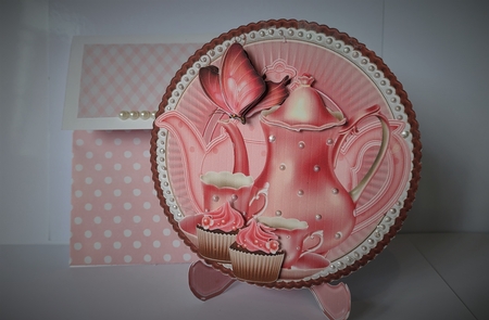Tea Time in Pink Plate and Stand by Beverly Johnston