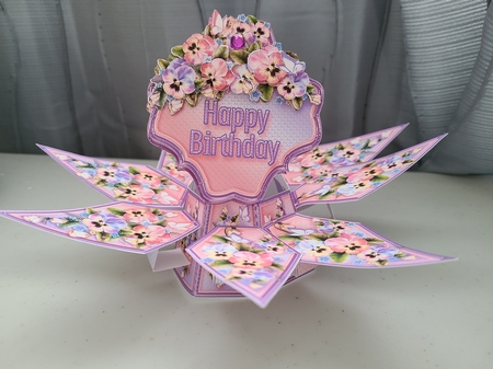 Floral Surprise Card Kit Lilac and Pink Pansies by Beverly Johnston