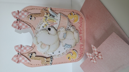 Happy 2nd Birthday Girl Bear  by Beverly Johnston