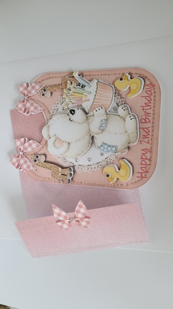 Happy 2nd Birthday Girl Bear  by Beverly Johnston