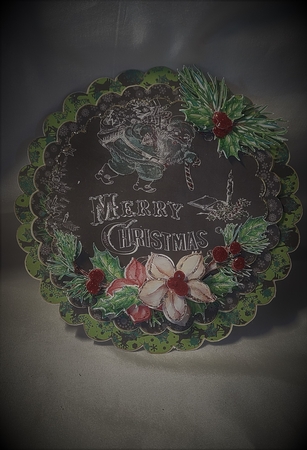 Merry Christmas Poinsettias & Santa Chalkboard Wobble Card Making Kit by Beverly Johnston